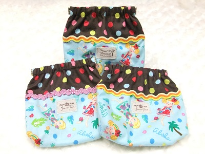 パックンポーチ　水色×茶