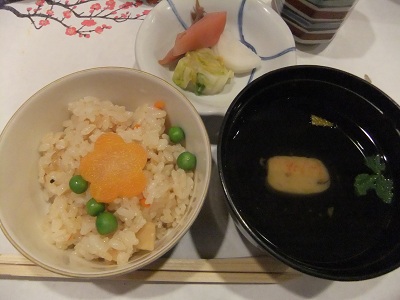 季節会席　筍ご飯と汁物