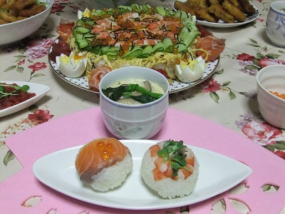 てまり寿司と茶わん蒸し