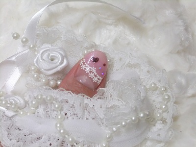 セルフネイル　ピンクレース