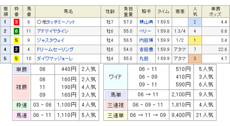 2013年中山金杯の結果