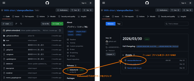 GitHubからのダウンロード方法を解説した画像。