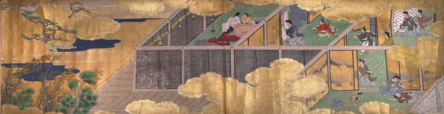 盛安本 源氏物語絵巻》「夕顔」断簡（「夕顔の死」の場面） 1650年代 個人蔵（フランス）