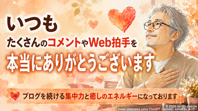Web拍手とコメント、いつも、ありがとうございます。管理人、みっきー