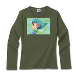 Cute Angel.4-リブクルーネック長袖Tシャツディープカラー