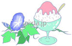 暑中見舞い用イラスト・素材 「朝顔・かき氷」