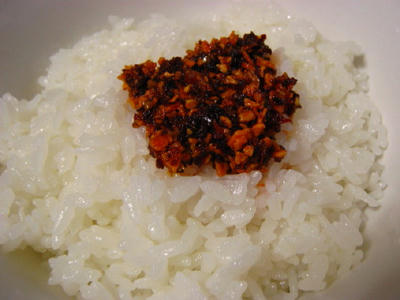 白いごはんとラー油