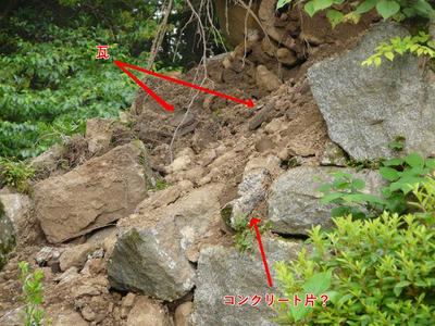千貫櫓台石垣被害20210524本丸広場側からアップ
