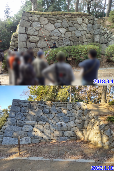 千貫櫓台石垣修復前後1