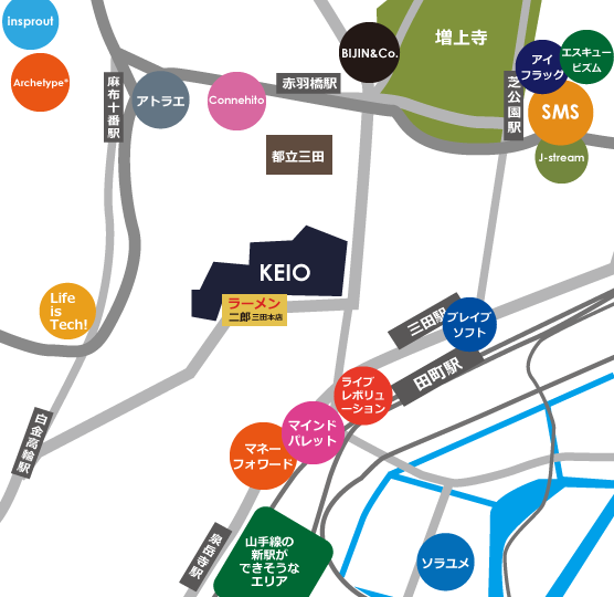 田町、三田、芝公園界隈IT企業地図