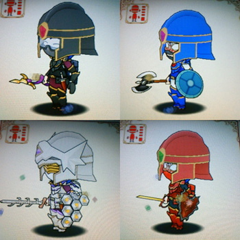 ブラックナイト、ブルーナイト、エンシェントソルジャー、レッドナイト