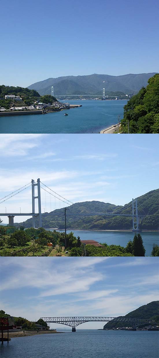 順に安芸灘大橋、豊島大橋、豊浜大橋