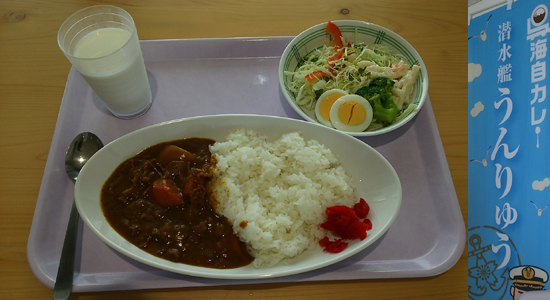 お値段750円。呉市を眺めつつ食べられる立地もポイント