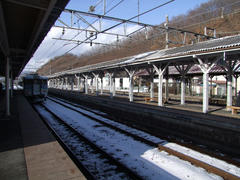 屋代駅…一番奥に、旧屋代線のホームが見えます