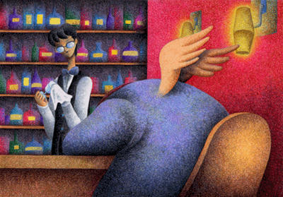 Fairy tale Illustration “Angel Dog”, Images and Pictures - 「In the bar」