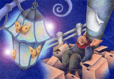 Fairy tale Illustration “Angel Dog”, Images and Pictures - 「Light of town」