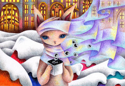 Fairy tale Illustration “Snow Cat”, Images and Pictures - 「Birth of Snow Cat」