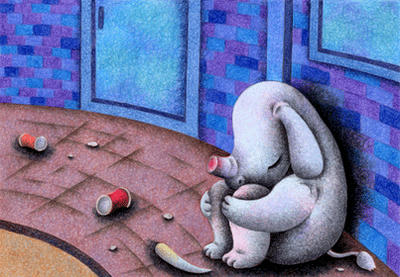 Fairy tale Illustration “Snow Cat”, Images and Pictures - 「Lonely rhino」