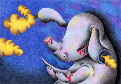 Fairy tale Illustration “Snow Cat”, Images and Pictures - 「Broken horn」