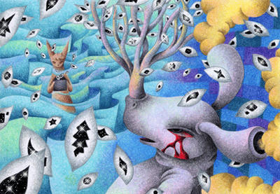 Fairy tale Illustration “Snow Cat”, Images and Pictures - 「Reproducing horn」