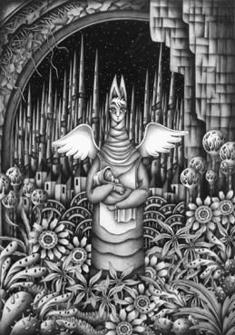 Monochrome “Pencil drawing”, Images and Pictures - 「Angel cat」