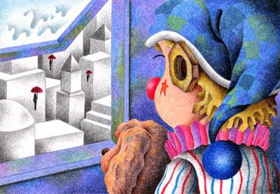 Romantic pierrot Illustration, Images and Pictures - 「Spectacle on day of rain」