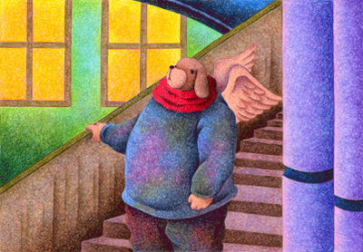 Fairy tale Illustration “Angel Dog” Illustration, Images and Pictures - 「Looking for something」