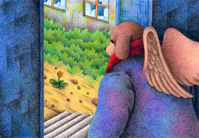 Fairy tale Illustration “Angel Dog” Illustration, Images and Pictures - 「Small courtyard」