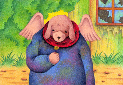 Fairy tale Illustration “Angel Dog” Illustration, Images and Pictures - 「Dandelion of coming off at season」