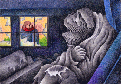 Fairy tale Illustration “Angel Dog” Illustration, Images and Pictures - 「A man who trembles」