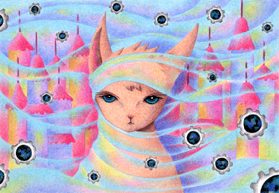 Fairy tale Illustration “Snow Cat” Illustration, Images and Pictures - 「Strange presentiment」