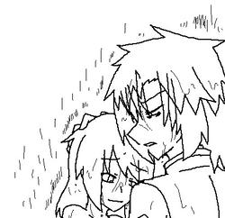 哀しげに雨にうたれているテイシナ