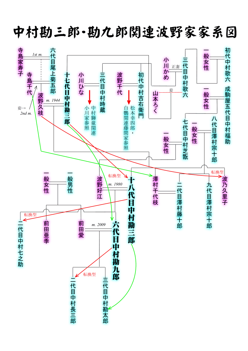 中村勘三郎 勘九郎関連波野家の縦横の法則と三親血縁の法則 未選択 縦横の法則 を超えた 三親血縁の法則