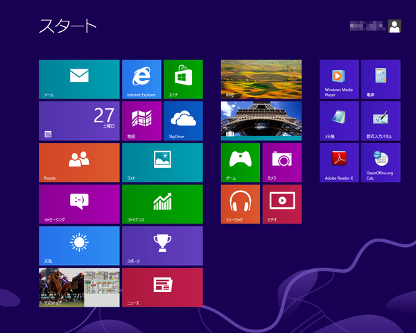 Windows 8 のスタート画面