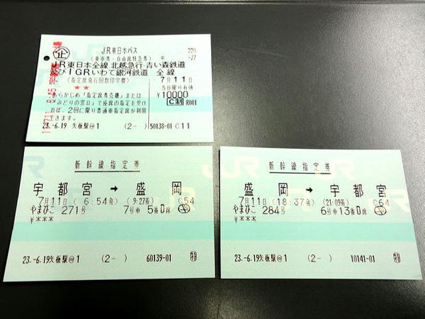 JR東日本パスと往復の新幹線指定券