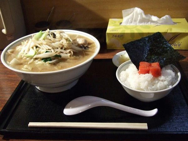 野菜ラーメン 750円 ＋ 明太子半ライス 230円