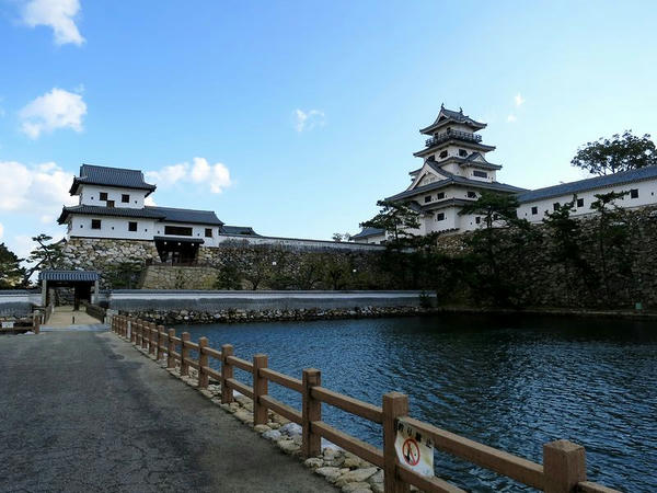 西方向から見た堀と今治城