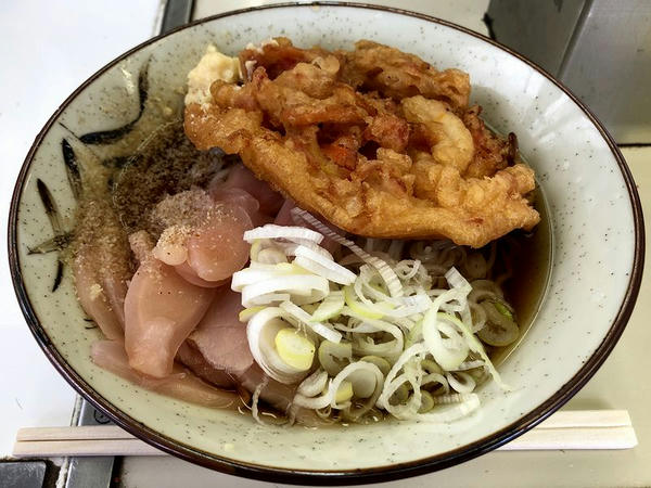 生そうめんの冷やし麺 370円 ＋ 天ぷら 100円 ＋ 岩下の新生姜スライス 100円