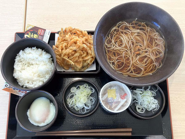 朝セット納豆（温玉・温） 480円 ＋ 桜えびのかき揚げ 400円