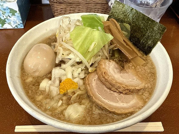 背脂煮干ラーメン 980円 ＋ 味玉 120円 ＋ 温野菜 80円