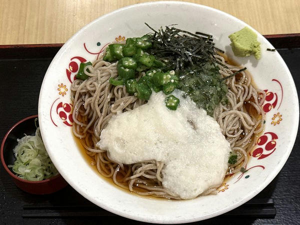 山形だし 夏野菜のネバトロそば（特盛） 820円のところSuica購入で800円