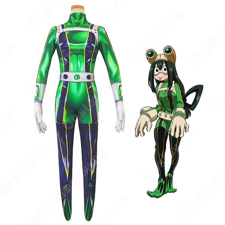 蛙吹梅雨 コスプレ衣装 【僕のヒーローアカデミア】 cosplay 全身タイツ 戦争コスチューム ヒーロースーツ