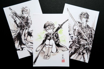 刀剣乱舞へし切長谷部燭台切光忠蛍丸墨筆絵