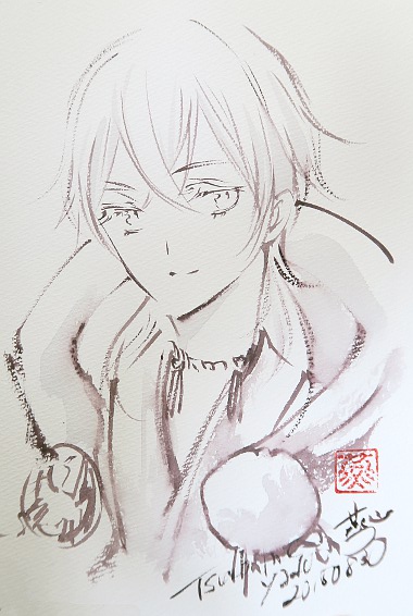 刀剣乱舞鶴丸国永筆墨絵スケブ