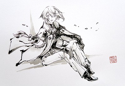 刀剣乱舞髭切墨筆絵