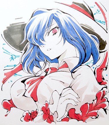 東方墨筆絵色紙永江衣玖