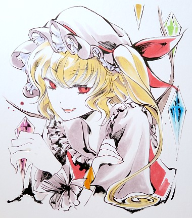 東方墨筆絵色紙フランドールスカーレット