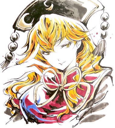 東方墨筆絵色紙純狐