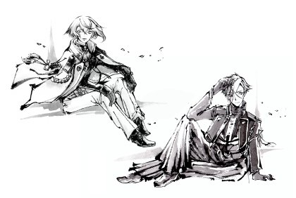 刀剣乱舞筆墨絵髭切膝丸