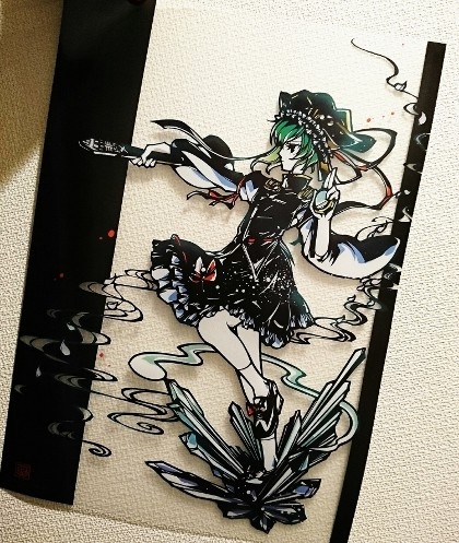 東方四季映姫切り絵柄クリアポスター
